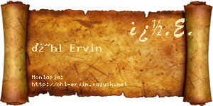 Öhl Ervin névjegykártya