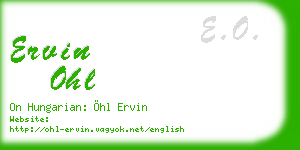 ervin ohl business card