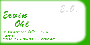 ervin ohl business card